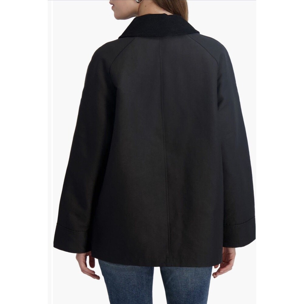 NWT Tahari Taylor Black Barn Jacket Corduroy Collar Toggle Snap Women's Coat L - Picture 2 of 16